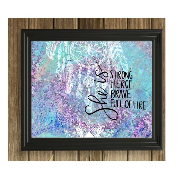 "She is Strong Fierce Suicide Awareness MANDALA SemiColon Wall Art Print UNFRAME