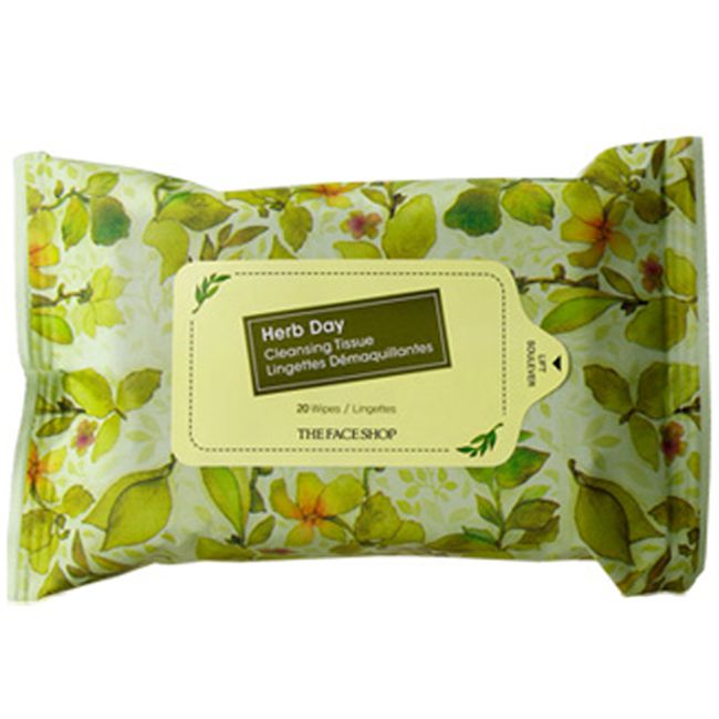 The Face Shop Herb Day Cleansing Tissue Portable 20ea