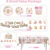 152 PCS Pink Bear Baby Shower Decorations Tableware Set, Serves 20