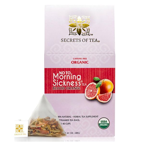 Secrets Of Tea Morning Sickness Tea, Organic Ginger Orange Pregnancy Tea - Morning Sickness Relief - Pregnancy Must Haves - Digestive Support for Pregnant Women -40 Cups