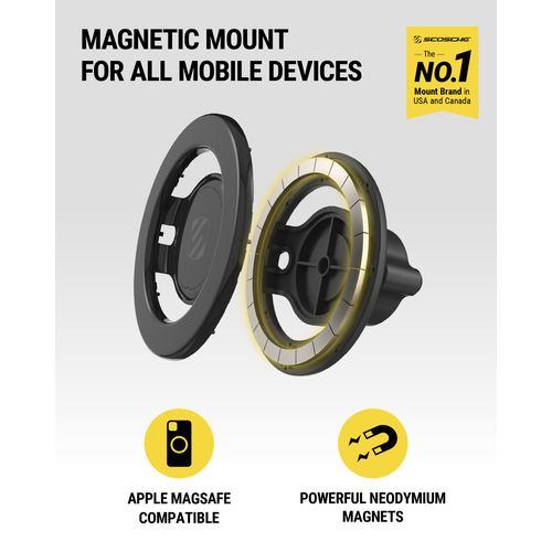 Scosche MagicMount SMSDV-SP MagSafe Car Mount, Magnetic Cell Phone Holder for Dashboard/Vent Compatible with iPhone 16 15 14 13 12 Pro, Pro Max, Plus, Mini and Mag Safe Case, Dash/Vent Phone Stand