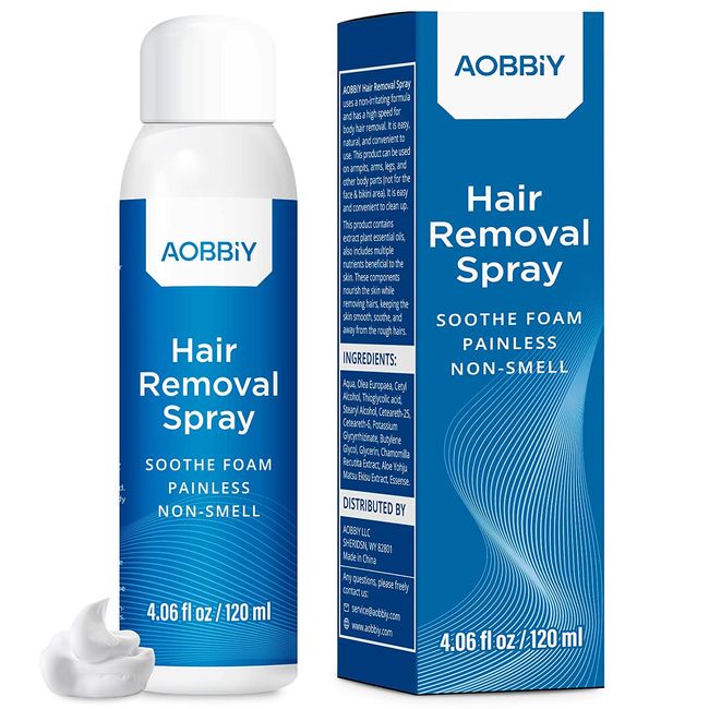 AOBBIY Hair Removal Spray, Hair Removal For Women, Hair Removal For Men,, Blue Bottle, 4.06 Fl Oz (Pack of 1)