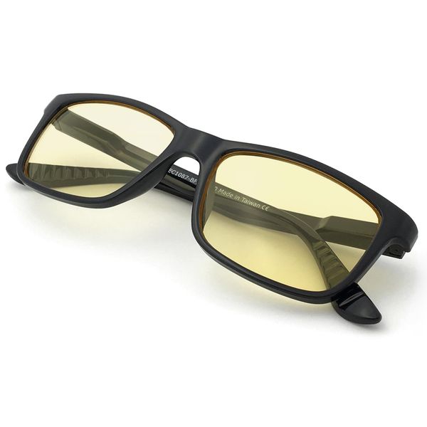 J+S Vision Blue Light Shield Computer/Gaming Glasses, Heavy Duty Lens, Classic Rectangular Glossy Black Frame