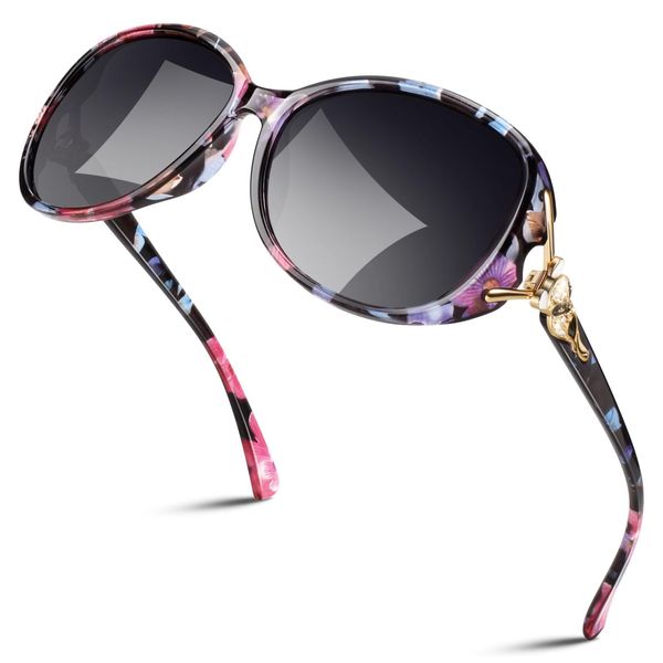 Sunier Polarised Sunglasses Women,Trendy Oversized Sun Glasses,Fashion Ladies Shades with UV400 Protection Shades