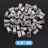 Glarks 50Pcs 1/4''-20UNC 304 Stainless Steel Rivet Nuts Flat Head Threaded Insert Nutserts Rivnuts Set