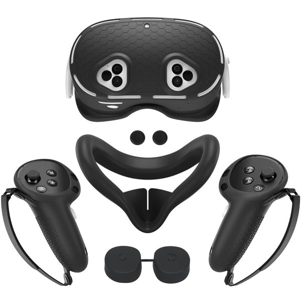 Silicone Protective Set for Meta Quest 3S - Face Cover, Controller Grip, VR Shell, VR Accessories (Black)