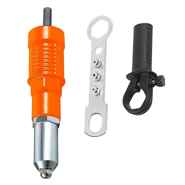 GOOMAND Riveter Pro Impact Driver Rivet Gun Electric Rivet Nutter Attachment Riveter with Hex Wrench Alloy Steel 0.09 inch (2.4 mm) 0.13 inch (3.2 mm) 0.16 inch (4.0 mm) 0.16 inch (4.8 mm)