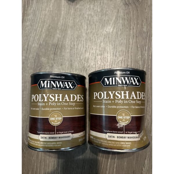 Minwax PolyShades Wood Stain + Polyurethane Finish Quart, Bombay Mahogany Dented