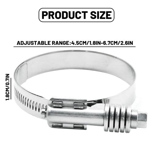 DUZFOREI 4 Pack Adjustable Worm Hose Clamp, 304 Stainless Steel Worm Gear Hose Clamps, Heavy Duty 45-67 Mm Worm Gear Drive Hose Clamps for Plumbing, Water Pipe