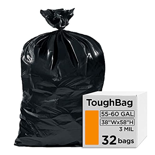 55 Gallon Trash Bags Heavy Duty 3 Mil, Contractor Bags 3 Mil. 55-60 Gallon  Heavy