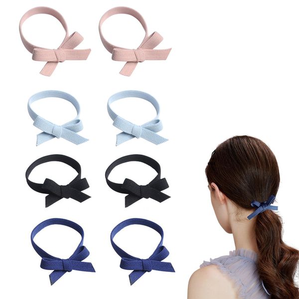 Coollooda Hair Rubber Thin (8 Color Set) Bowknot Hair Elastic Cute Hair Ornaments Simple, Stylish, Cute, Ring Rubber, For Combine Hair Commutes