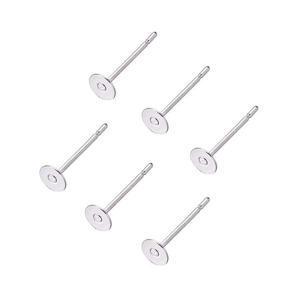 Craftdady 500pcs Stainless Steel Flat Round Blank Peg Stud Earring Findings 4mm Earring Cabochon Setting Post Cup for Jewelry Making