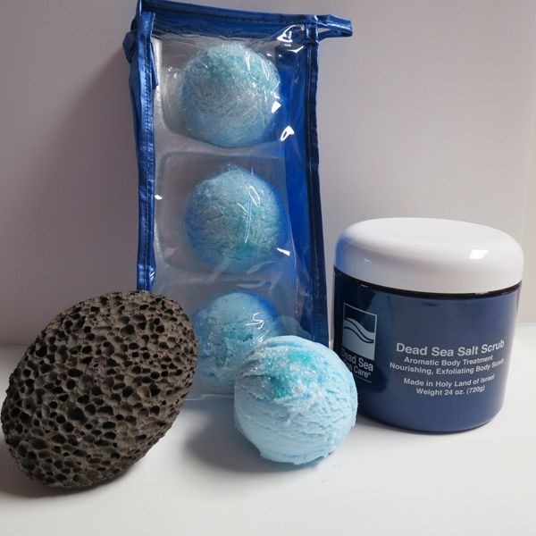 Bubble Bath Truffles: Ocean Waves 3 Pack Bath Truffles, 24 oz Ocean Therapy Dry Salt Scrub, Pumice Stone by Dead Sea Spa Care, Bubble Bath, Bubble Truffles, Bath Bombs