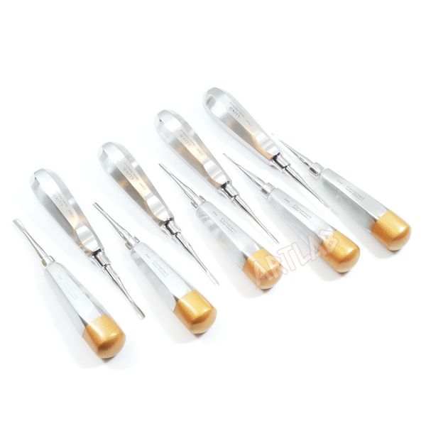 NEW GERMAN 9 PCS STRAIGHT DENTAL SURGERY EXTRACTION LUXATING ELEVATOR (GOLD)