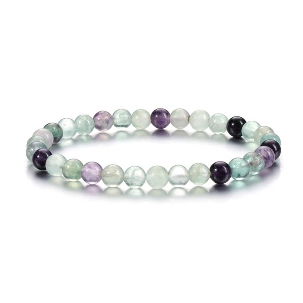 CrystalTears Fluorite Healing Crystal Bracelet 6mm Natural Gemstone Bead Bracelets for Women Energy Quartz Crystal Stone Stretch Bracelet Healing Crystal Jewellry Gifts for Women Her Christmas