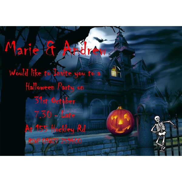 10 Personalised Halloween Party Invitations D3