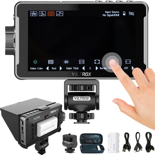 VILTROX Camera Field Monitor DC-550pro 5.5" Kit Touch Screen 4K HDMI DSLR Cameras Video Monitors with Sunshade Hood/np-f550 Battery