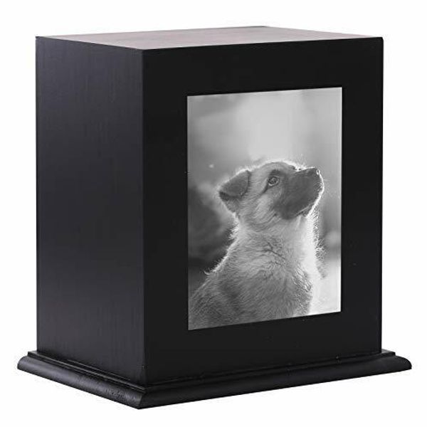 PET MEMORIAL URN for Ashes Cat Dog Memory Box Memorial Keepsake Black BRKURLEG