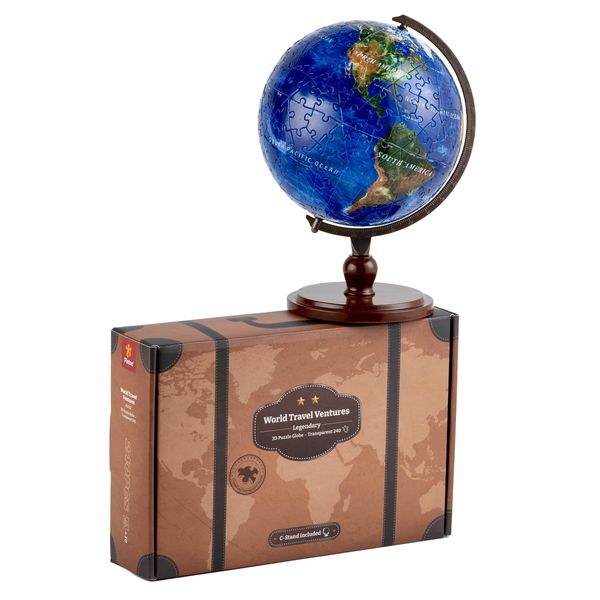 Pintoo 3-D Puzzle Globe Legendary Small 6" Earth Globe Decor with 240 Curved & Translucent Puzzle Pieces - Globes of The World for Unisex Adults, Explorers, Business, Home Decoration [A3752]