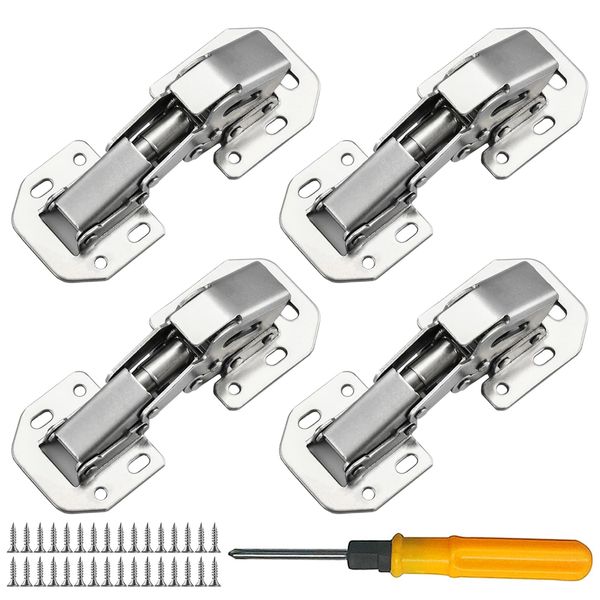 Jiaxitek 4 Pack Soft Close Damping Hinges, 90 Degree Cabinet Hinges, Concealed Cabinet Hinges, Easy to Install Slotless Hinges for Drawer Window Cupboard Cabinet Door Hinges