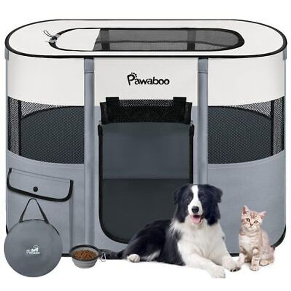 Dog Playpen, Portable Pet Playpen Cat PlayPen, 600D Oxford Dog Kennel Tent Cr...