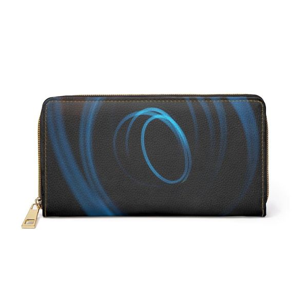 Womens Wallet, Zip Purse, Black & Blue Swirl - One size