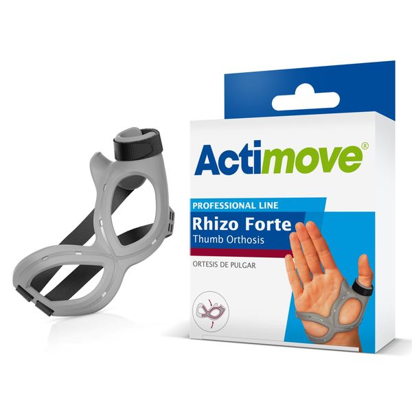 Actimove Professional Line Rhizo Forte Thumb Orthosis - Thumb Orthosis for Osteoarthritis, Skier's Thumb, Rheumatoid Arthritis, Sprains - Patented Design - Right Hand - Grey, Small