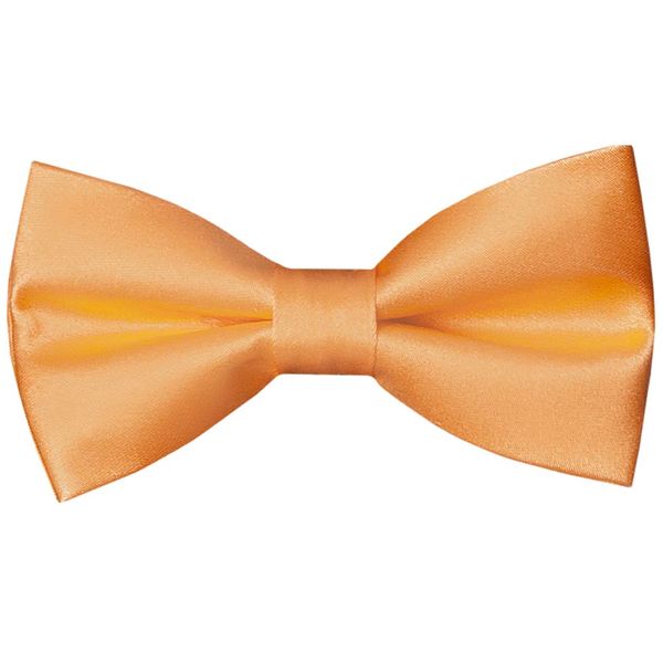 TIES R US Plain Peach Satin Silk Mens Bow Tie