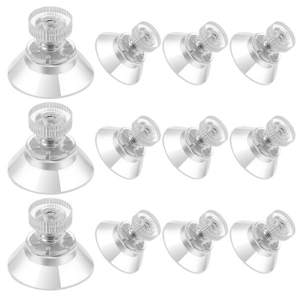 JIEYAO 12 Stück Saugnapf mit Gewinde, Glas Saugnäpfe mit Rändelmutter Ø25mm Mini Transparente Saugknöpfe Ohne Bohren PVC Starke Saugnäpfen Klammer Schraubbar für Fenster Bäder Küchen