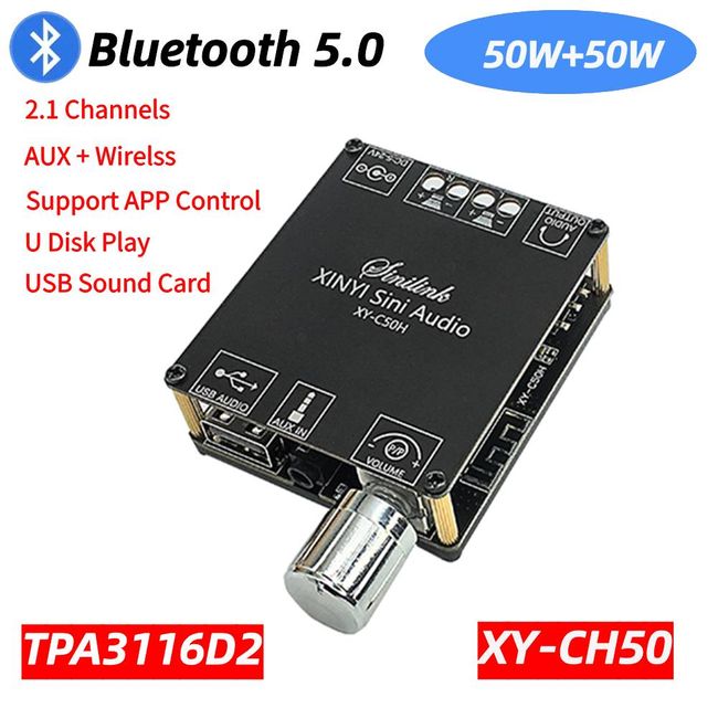 Bluetooth Amplifier Board 2.1 2X50W+100W 12V-24V Audio Power
