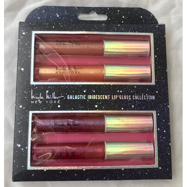 New NICOLE MILLER Galactic Iridescent Lip Gloss Collection Set of 4 (Boxed)