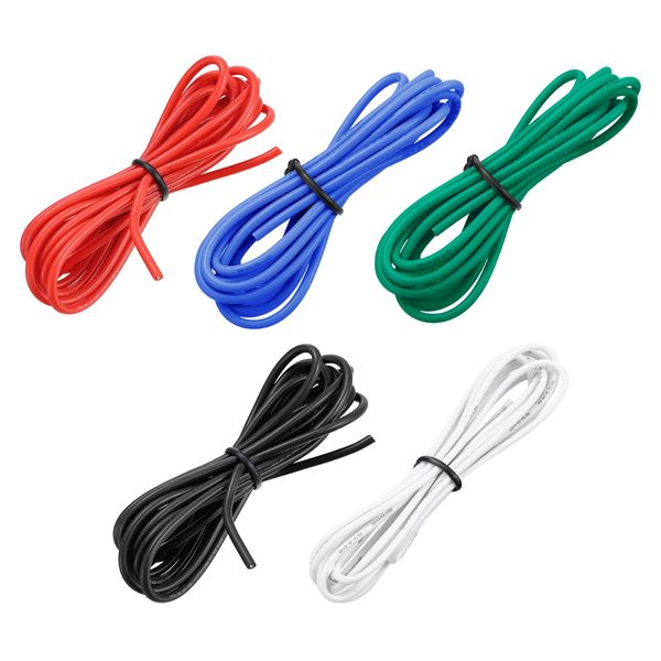 uxcell 20 Gauge Wire Silicone Wire 20AWG Electric Wire Stranded Tinned Copper Wire High Temperature Connection Wire 5 Colors 1.5M for Car Model Appliance 5pcs