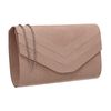 Olie Faux Suede Envelope Clutch Bag - Nude