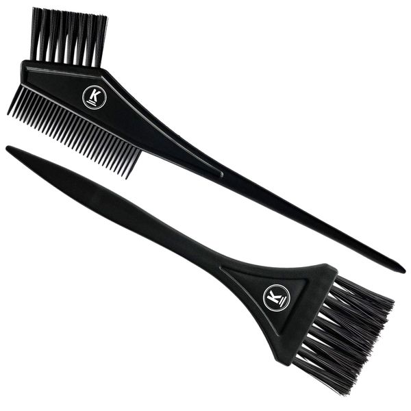 K-Pro Dyeing Brush Set - Brush to Dye Hair, Black with Comb 2-pack