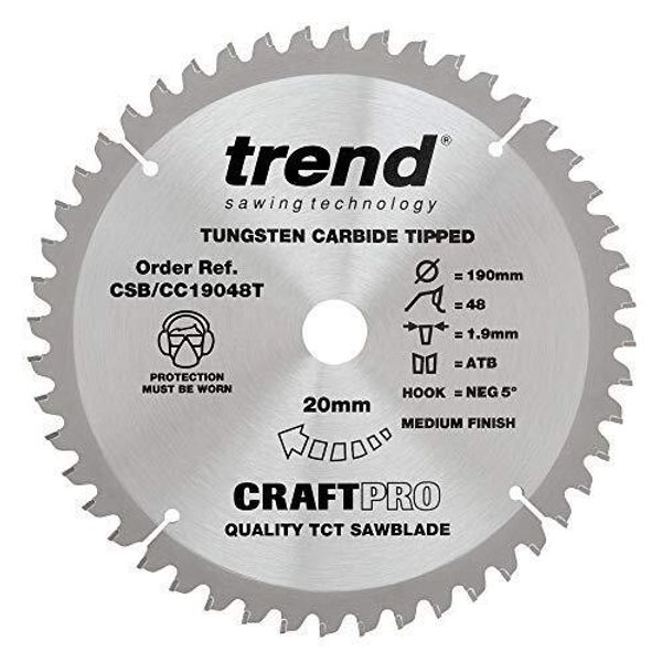 Trend CraftPro Negative Hook Cross-Cutting Thin Kerf TCT Saw Blade for