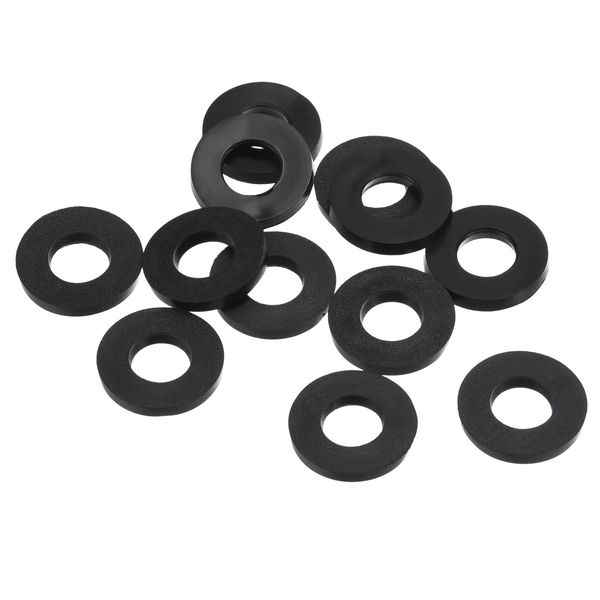 PATIKIL M8 Rubber Flat Washers 12pcs 8mm ID 16mm OD 2.2mm Thick Seal Spacer Gasket Ring for Faucet Pipe Water Hose Fastener Bolts Black