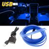 5M Blue USB LED Car Interior Decor Atmosphere Wire Strip Light Lamp Universal US