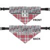 Personalized Red & Gray Dots and Plaid Dog Bandana - Small