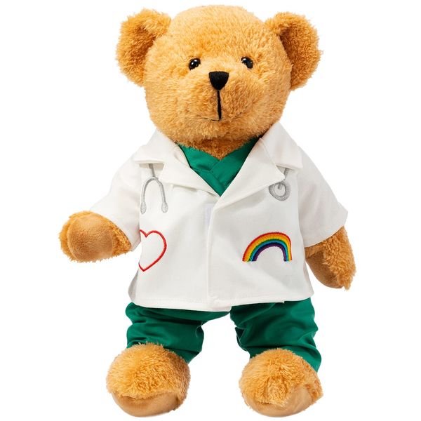 HollyHOME Doctor Bear Stuffed Animal Plush Teddy Bear in Scrubs and White Coat Gifts for Doctors Students and Kids 10 Inch