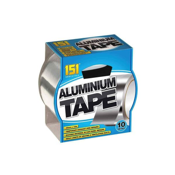 Silver Aluminium Tape 48mm X 10 Metres Many Uses! Temporary Exhaust pipe repairs Backing material in car panel repairs Seals joints of heating and ventilation ducts.