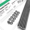 M6-1.0x250mm Fully Threaded Rod Studs, 304 Stainless Steel Long Threaded Screw Right Hand Threads, 6 Pack