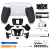 eXtremeRate Black Rubberized Grip Programable RISE4 Remap Kit for ps5 Controller BDM-010 BDM-020, Upgrade Board & Redesigned White Back Shell & 4 Black Back Buttons - Without Controller