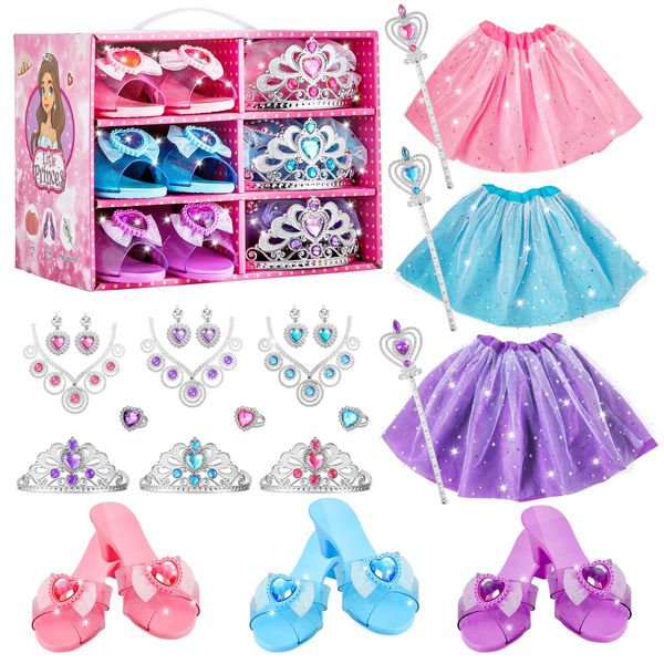 ShyLizard Dress Up Sets for Girls Age 3-6 - Princess Dresses, Shoes and Accessories for Pretend Play