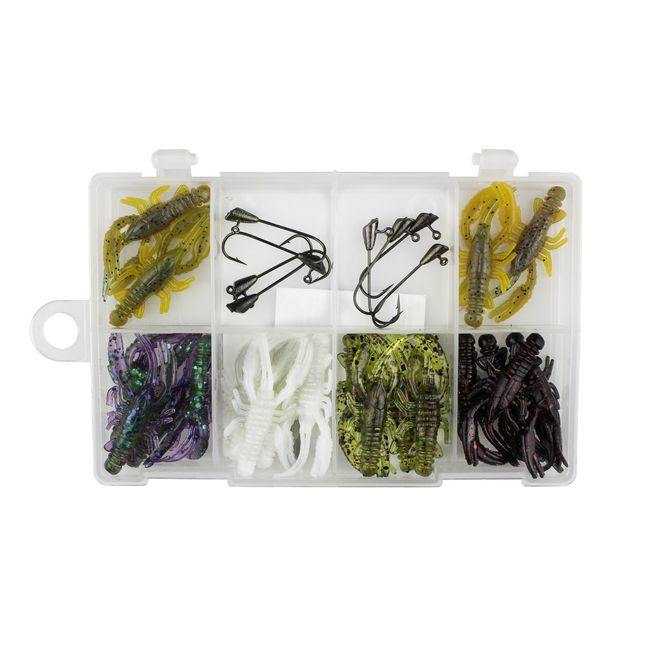 Trout Magnet Leland's Lures Trout Slayer Kit, Fishing Equipment and Accesories, Fishing Lures, 20 Crawdad Bodies and 8 Size 6 Long Shank Hooks, White