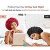 mikimini Black Satin Bonnet for Sleeping, Curly Hair Silk Sleep Cap for Women and Men Reversible Double Layer Bonnet X-Large Sleeping Cap Soft Stretchy Night Cap for Hair Care (Black+Red)