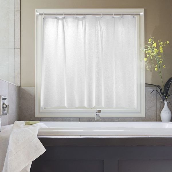 AooHome Shower Curtain, Small Window, Blindfold, Waterproof, Short, Mildew Resistant, Unit Bath, Bathroom Window, Bath Window, 31.5 inches (80 cm) Length, Cafe Curtain, Room Divider, Solid Color, Ring