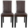 Dining Parson Chair Set of 2 Armless Kitchen Room Brown Leather Backrest Elegant