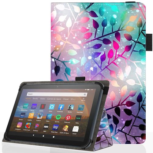 Pudiceva Universal 10 10.1 Inch Android Tablet Case,Slim Folding Stand Cover for All 9"-10.5" Touchscreen Tablet Case with Stylus Pen Holder,Colorful Flowers 02
