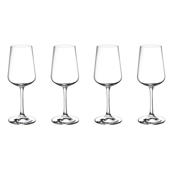 Villeroy & Boch – Ovid White Wine Glass Set 4 Pieces 380 ml, Dishwasher Safe, Wine Glasses, Crystal Glass