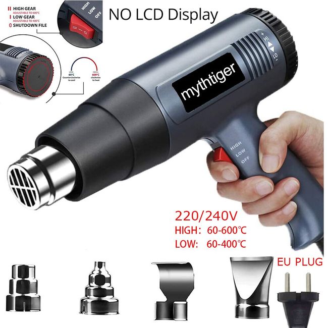 220-240V eu plug digital heat gun lcd display electric hot air gun hair  dryer heat soldering shrink wrapping thermal power tools